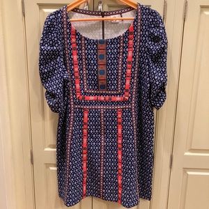 Akemi & Kin Printed textured knit tunic. 31” long. Cotton/Poly/Spandex